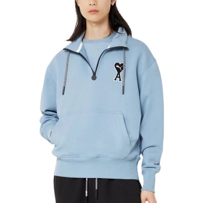 Bluza PUMA x Ami Half Zip w kolorze niebieskim