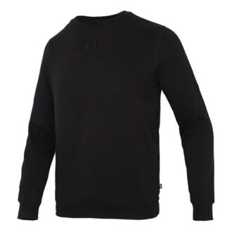 Bluza sportowa z okrągłym dekoltem i logo w jednolitym kolorze, czarna