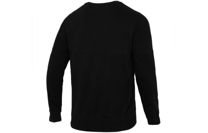 Bluza sportowa z okrągłym dekoltem i logo w jednolitym kolorze, czarna