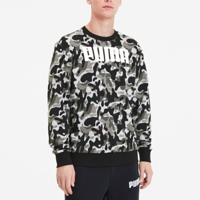 Bluza z długim rękawem i okrągłym dekoltem w kolorze „Black Camo”