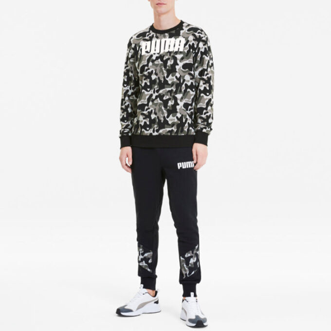 Bluza z długim rękawem i okrągłym dekoltem w kolorze „Black Camo”
