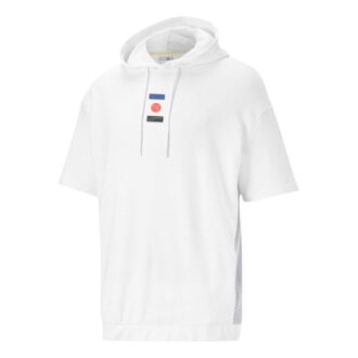 Bluza z kapturem Decor 8 z krótkim rękawem w kolorze biało-czerwono-niebieskim