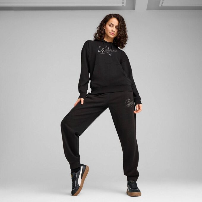 Bluza z kapturem Essentials Script dla kobiet o wygodnym kroju