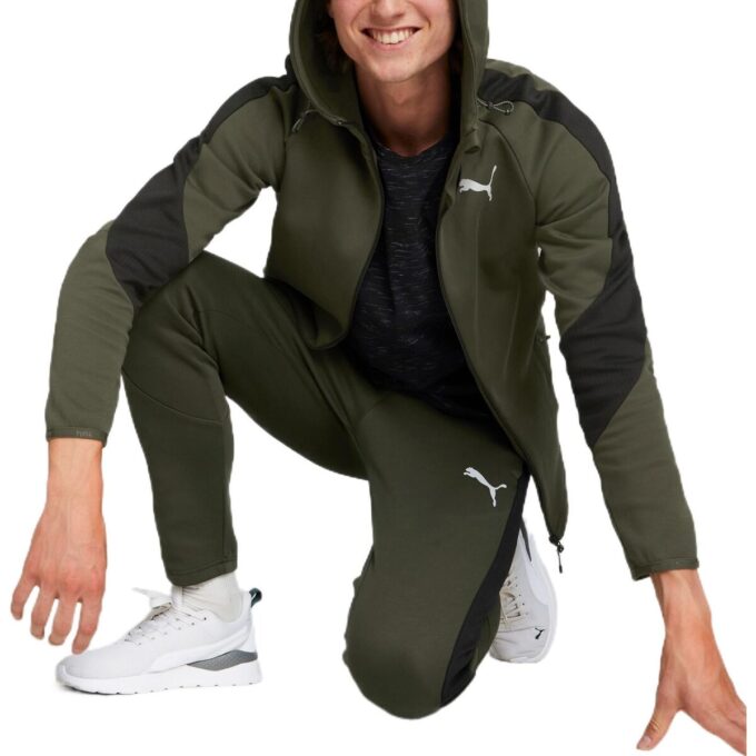 Bluza z kapturem Evostripe zapinana na zamek w kolorze zielonym