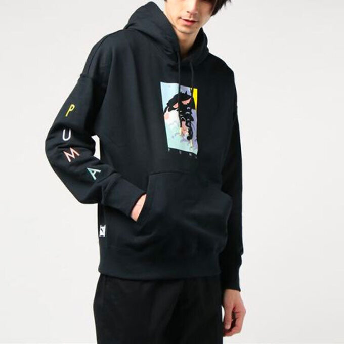 Bluza z kapturem Fierce Cat Graphic „Czarna”