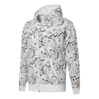 Bluza z kapturem i zamkiem błyskawicznym Club All Over Print w kolorze białym