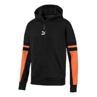 Bluza z kapturem i zamkiem błyskawicznym w blokach kolorów „Czarno-pomarańczowo-biały” Bluza z kapturem i zamkiem błyskawicznym w blokach kolorów „Czarno-pomarańczowo-biały”