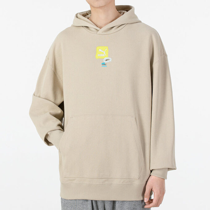 Bluza z kapturem Oversize Trend Graphic Logo „Beżowa”