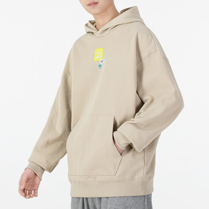 Bluza z kapturem Oversize Trend Graphic Logo „Beżowa”