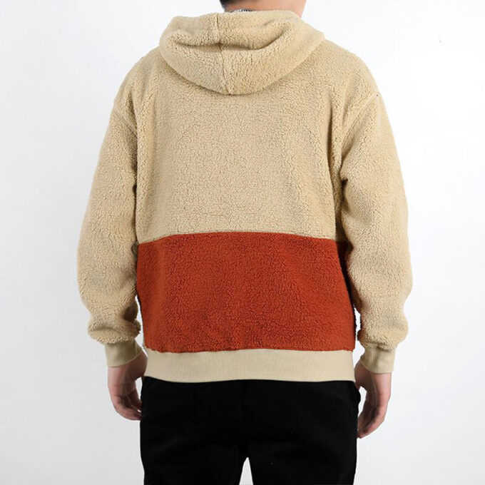 Bluza z kapturem Retro Block Sherpa z zamkiem błyskawicznym w kolorze beżowo-czerwono-zielonym