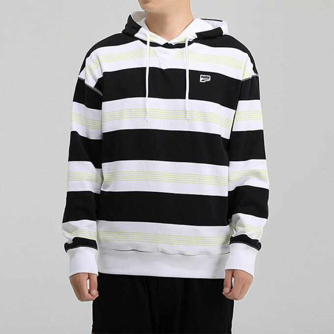 Bluza z kapturem w paski Downtown „Czarno-biało-zielona”