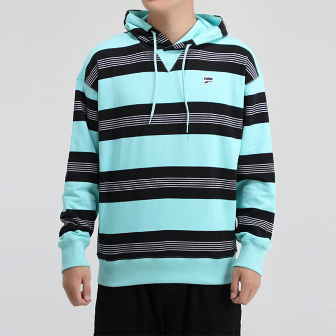 Bluza z kapturem w paski Downtown „Niebiesko-biało-czarna”