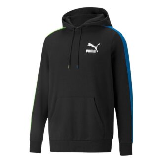Bluza z kapturem z bawełny z okrągłym dekoltem w kolorze czarno-niebiesko-zielonym