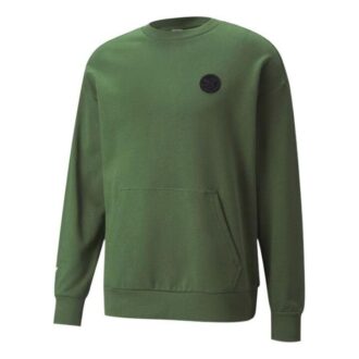 Bluza z okrągłym dekoltem i logo w jednolitym kolorze, z długimi rękawami, unisex, zielona Bluza z okrągłym dekoltem i logo w jednolitym kolorze, z długimi rękawami, unisex, zielona