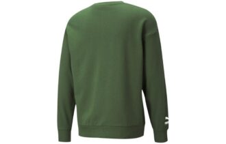 Bluza z okrągłym dekoltem i logo w jednolitym kolorze, z długimi rękawami, unisex, zielona Bluza z okrągłym dekoltem i logo w jednolitym kolorze, z długimi rękawami, unisex, zielona