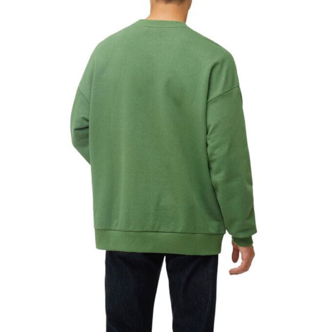 Bluza z okrągłym dekoltem i logo w jednolitym kolorze, z długimi rękawami, unisex, zielona
