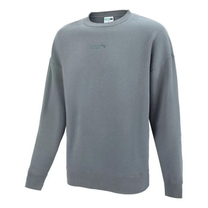 Bluza z okrągłym dekoltem i małym logo w kolorze szarym