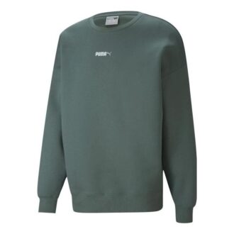 Bluza z okrągłym dekoltem i małym logo w kolorze zielonym