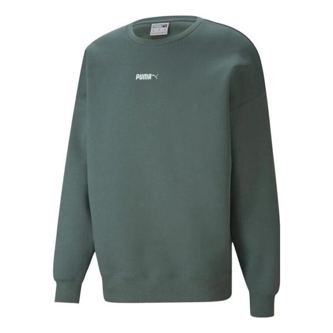 Bluza z okrągłym dekoltem i małym logo w kolorze zielonym