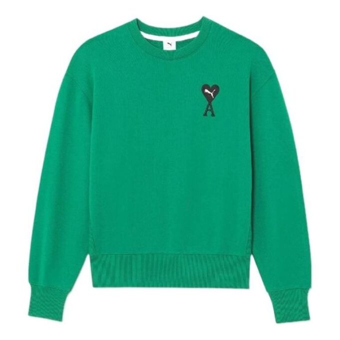Bluza z okrągłym dekoltem PUMA x Ami w kolorze zielonym