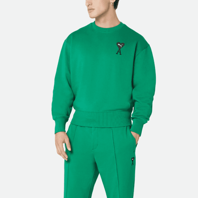 Bluza z okrągłym dekoltem PUMA x Ami w kolorze zielonym
