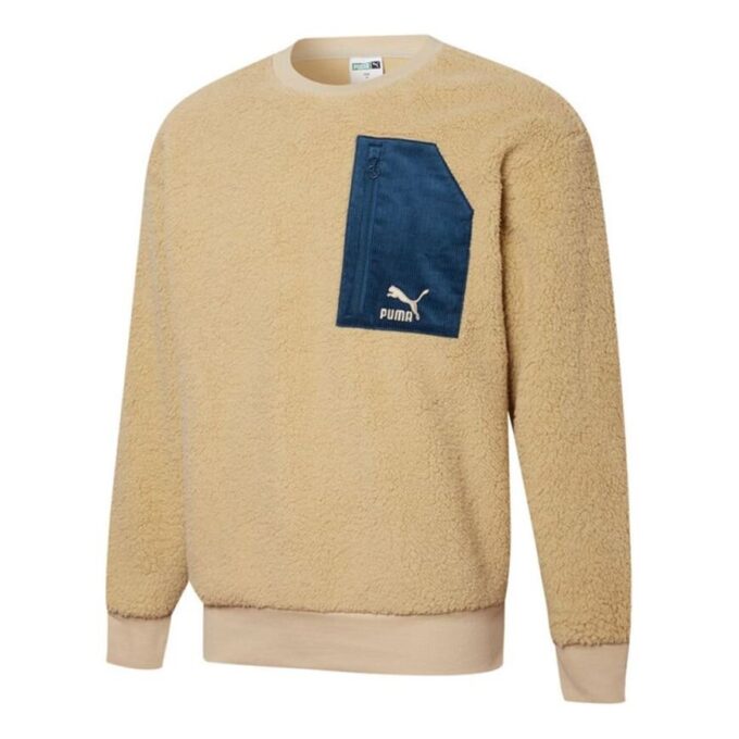 Bluza z okrągłym dekoltem Retro Sherpa w kolorze brązowym