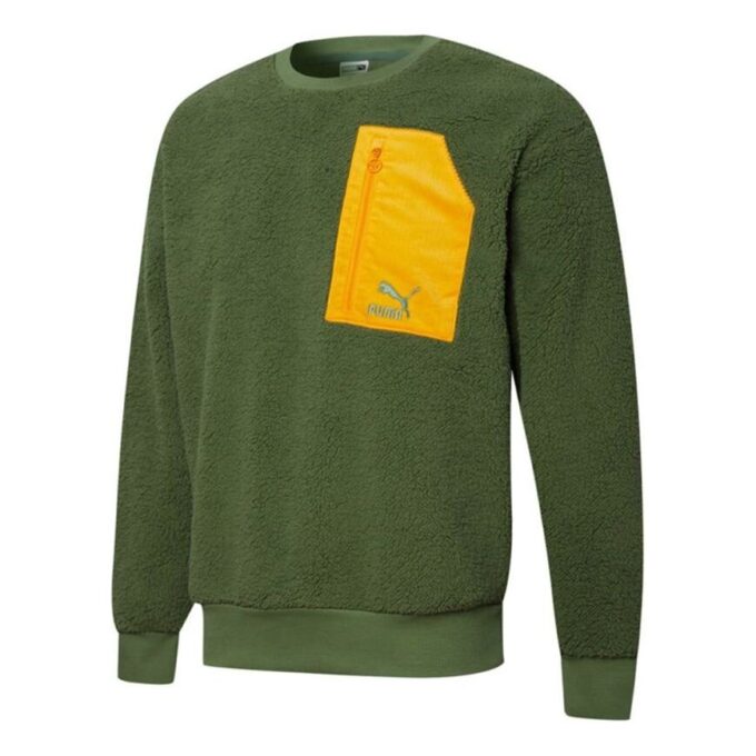 Bluza z okrągłym dekoltem Retro Sherpa w kolorze zielonym