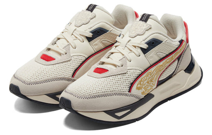 Buty sportowe casualowe „kremowo-czarno-czerwone”