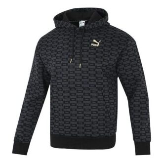 Dzianinowa bluza Luxe Aop z pełnym nadrukiem i logo w kolorze czarnym