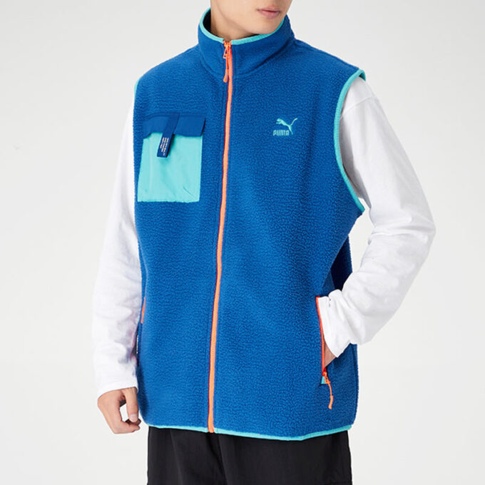 Kamizelka XTG Trail Fleece z kieszeniami na zamek błyskawiczny w kolorze niebiesko-pomarańczowym