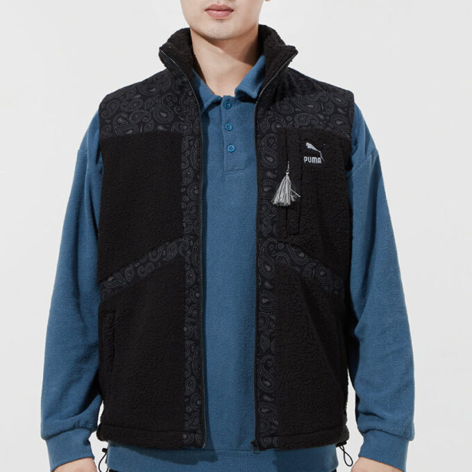Kamizelka z tkaniny Paisley Sherpa w kolorze czarnym
