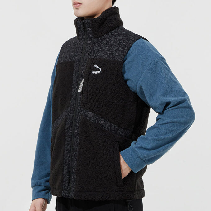 Kamizelka z tkaniny Paisley Sherpa w kolorze czarnym