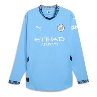 Koszulka Manchester City 2024/25 Authentic Home z długim rękawem w kolorze niebieskim