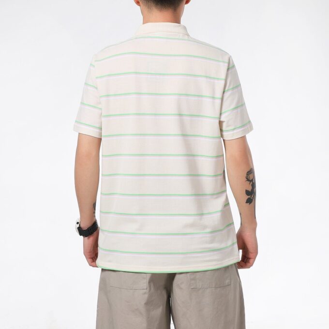 Koszulka polo Downtown Stripe w kolorze beżowym