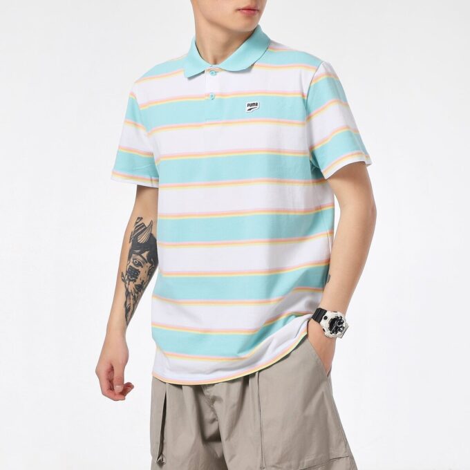 Koszulka polo Downtown Stripe w kolorze białym