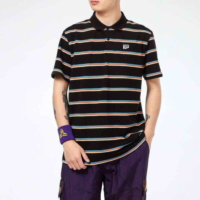 Koszulka polo Downtown Stripe w kolorze czarnym
