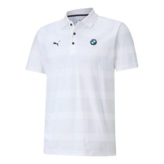 Koszulka polo z krótkim rękawem w paski PUMA x BMW Motorsport w kolorze biało-czarnym