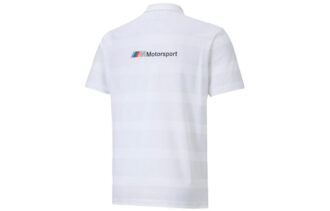 Koszulka polo z krótkim rękawem w paski PUMA x BMW Motorsport w kolorze biało-czarnym