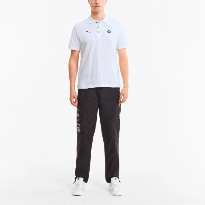 Koszulka polo z krótkim rękawem w paski PUMA x BMW Motorsport w kolorze biało-czarnym