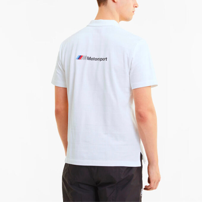 Koszulka polo z krótkim rękawem w paski PUMA x BMW Motorsport w kolorze biało-czarnym