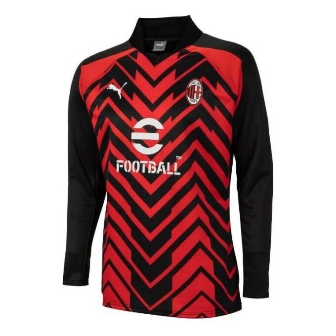 Koszulka przedmeczowa AC Milan 23-24 w kolorze czerwono-czarno-białym