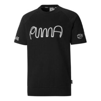 Koszulka PUMA x Mr.Doodle z okrągłym dekoltem i rękawami „Czarno-biały” Koszulka PUMA x Mr.Doodle z okrągłym dekoltem i rękawami „Czarno-biały”