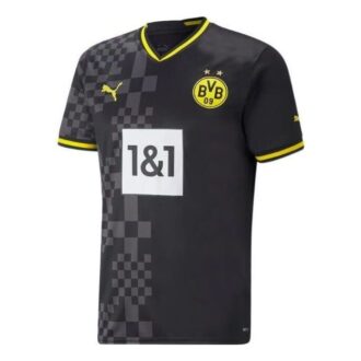 Koszulka wyjazdowa Borussii Dortmund 22/23, replika, czarno-żółto-biała Koszulka wyjazdowa Borussii Dortmund 22/23, replika, czarno-żółto-biała