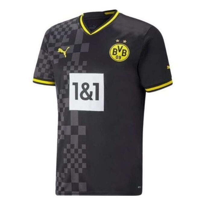 Koszulka wyjazdowa Borussii Dortmund 22/23, replika, czarno-żółto-biała