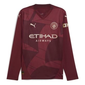 Koszulka wyjazdowa Manchester City 24/25 z długim rękawem „Czerwona” Koszulka wyjazdowa Manchester City 24/25 z długim rękawem „Czerwona”
