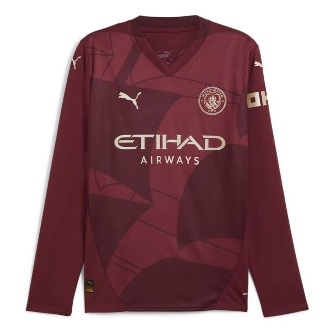 Koszulka wyjazdowa Manchester City 24/25 z długim rękawem „Czerwona”