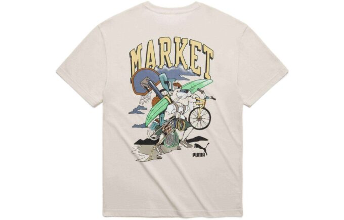 Koszulka z grafiką PUMA x Market w kolorze beżowym