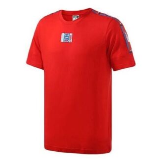 Koszulka z krótkim rękawem w stylu retro z lat 90. z taśmą w kolorze czerwonym Koszulka z krótkim rękawem w stylu retro z lat 90. z taśmą w kolorze czerwonym
