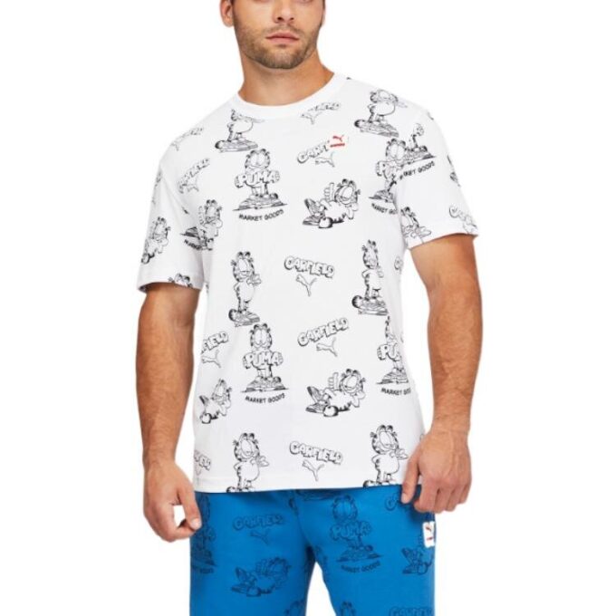 Koszulka z nadrukiem PUMA x GARFIELD w kolorze białym