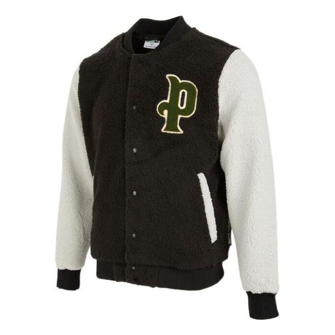 Kurtka baseballowa Logo Sherpa „Czarna”